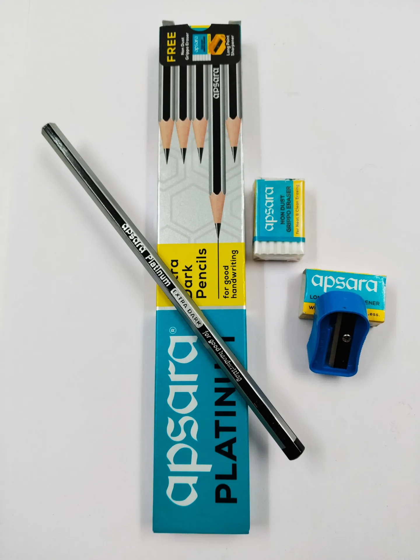 Apsara Pencil Box | Pack Contains 10 Pencils, 1 Eraser and 1 Sharpener.