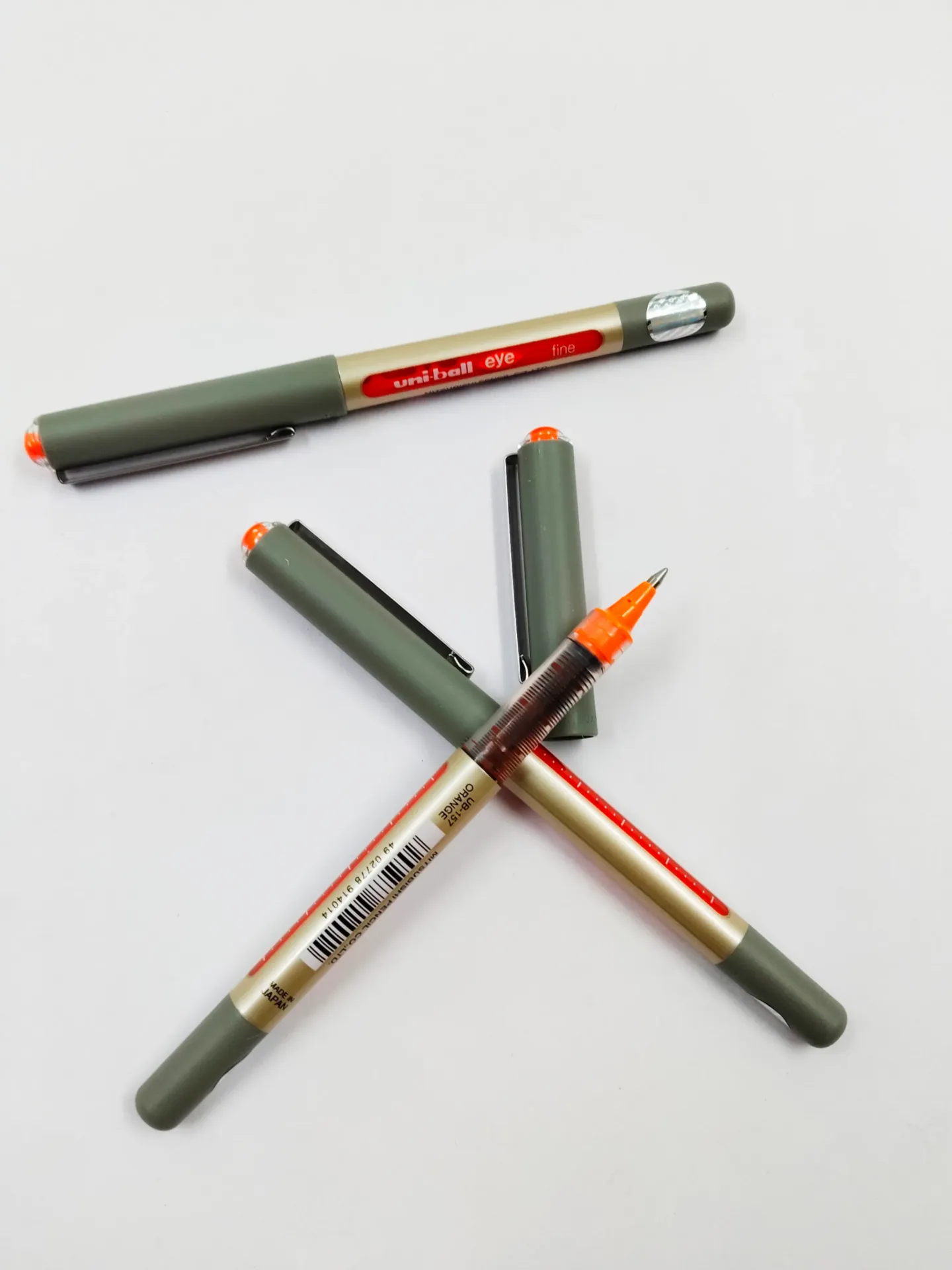 uni-ball Eye UB157 0.7mm Roller Ball Pen |  Orange, Pack of 3