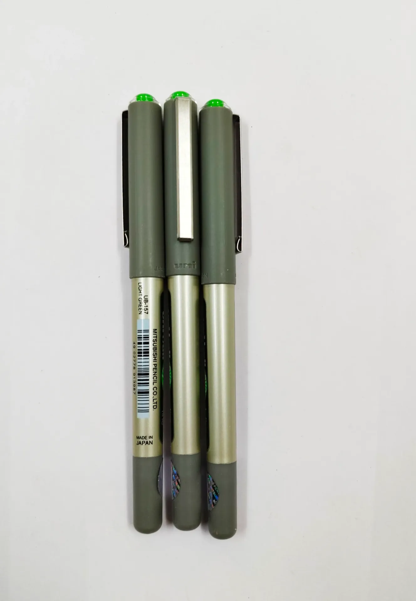 uni-ball Eye UB157 0.7mm Roller Ball Pen | Light Green, Pack of 3