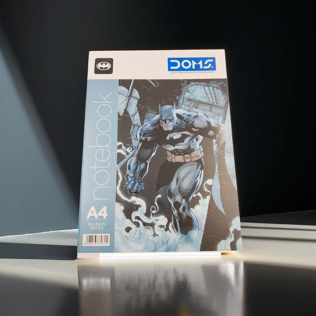 Doms Bat Man Series Notebook | A4 Size | 172 Pages | Single Line | Centre Stapled | Paper with smooth writing experience.