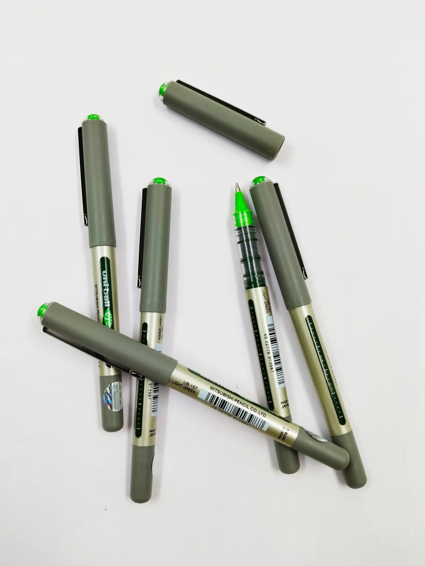 uni-ball Eye UB157 0.7mm Roller Ball Pen | Light Green, Pack of 5