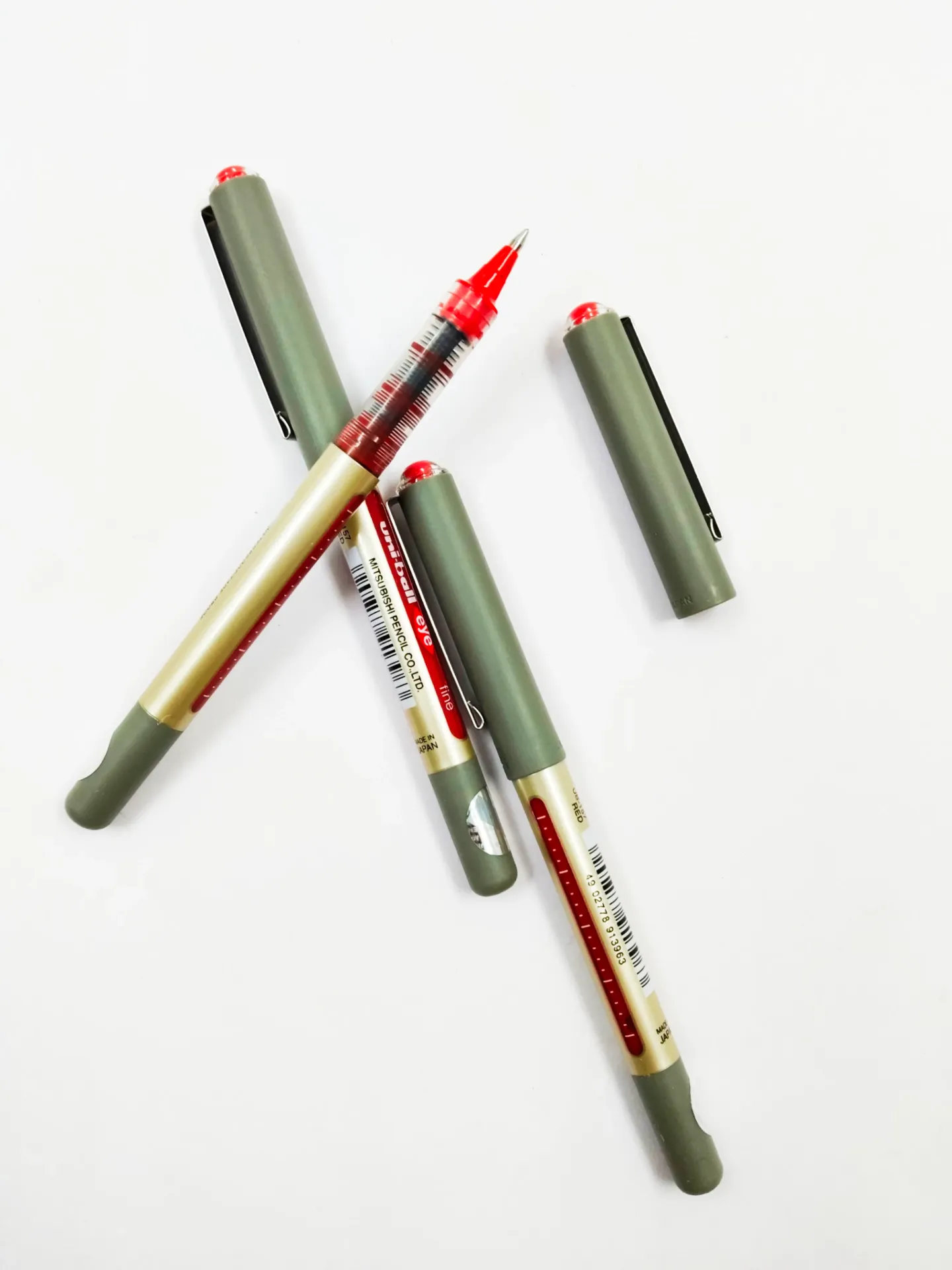 uni-ball Eye UB157 0.7mm Roller Ball Pen | Red, Pack of 3