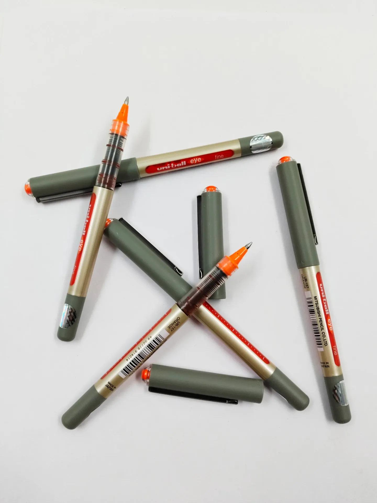 uni-ball Eye UB157 0.7mm Roller Ball Pen | Orange, Pack of 5
