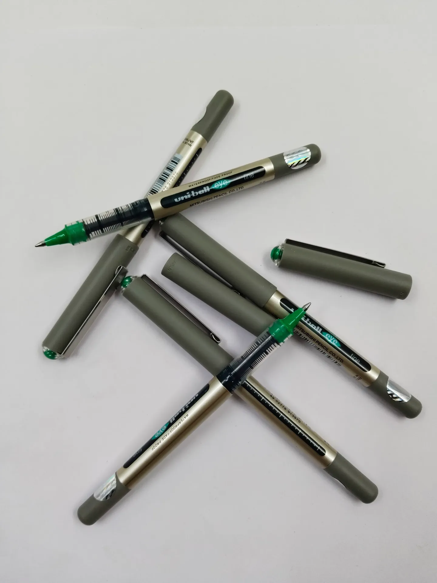 uni-ball Eye UB157 0.7mm Roller Ball Pen | Green, Pack of 5