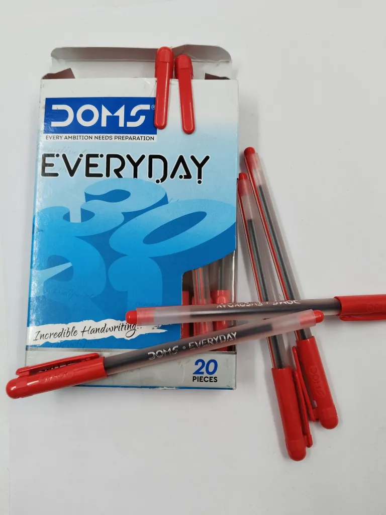 Doms everyday Use & Through Pen | Red Color | Pack contains 20 Pen