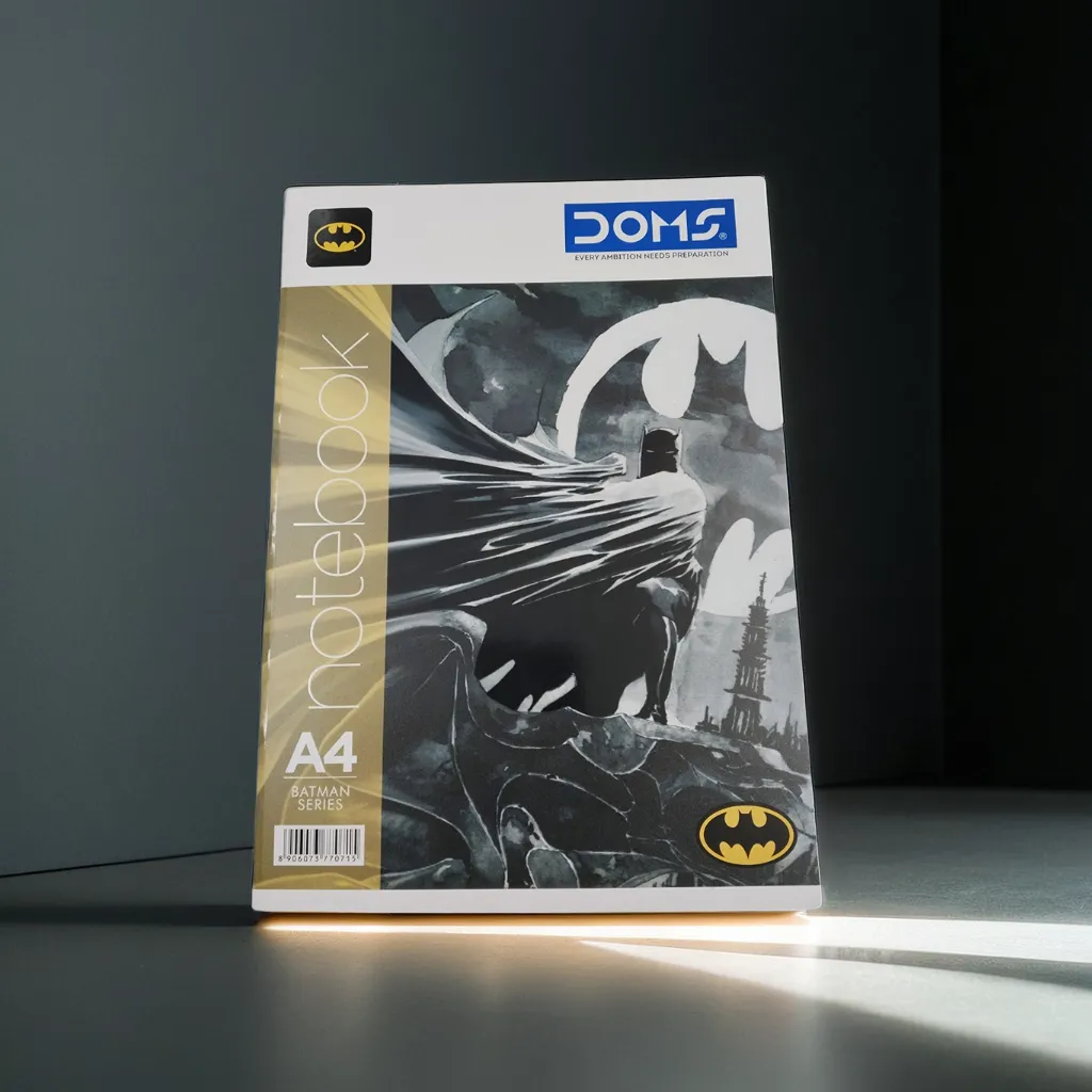 Doms Bat Man Series Notebook | A4 Size | 172 Pages | Single Line | Centre Stapled | Paper with smooth writing experience.