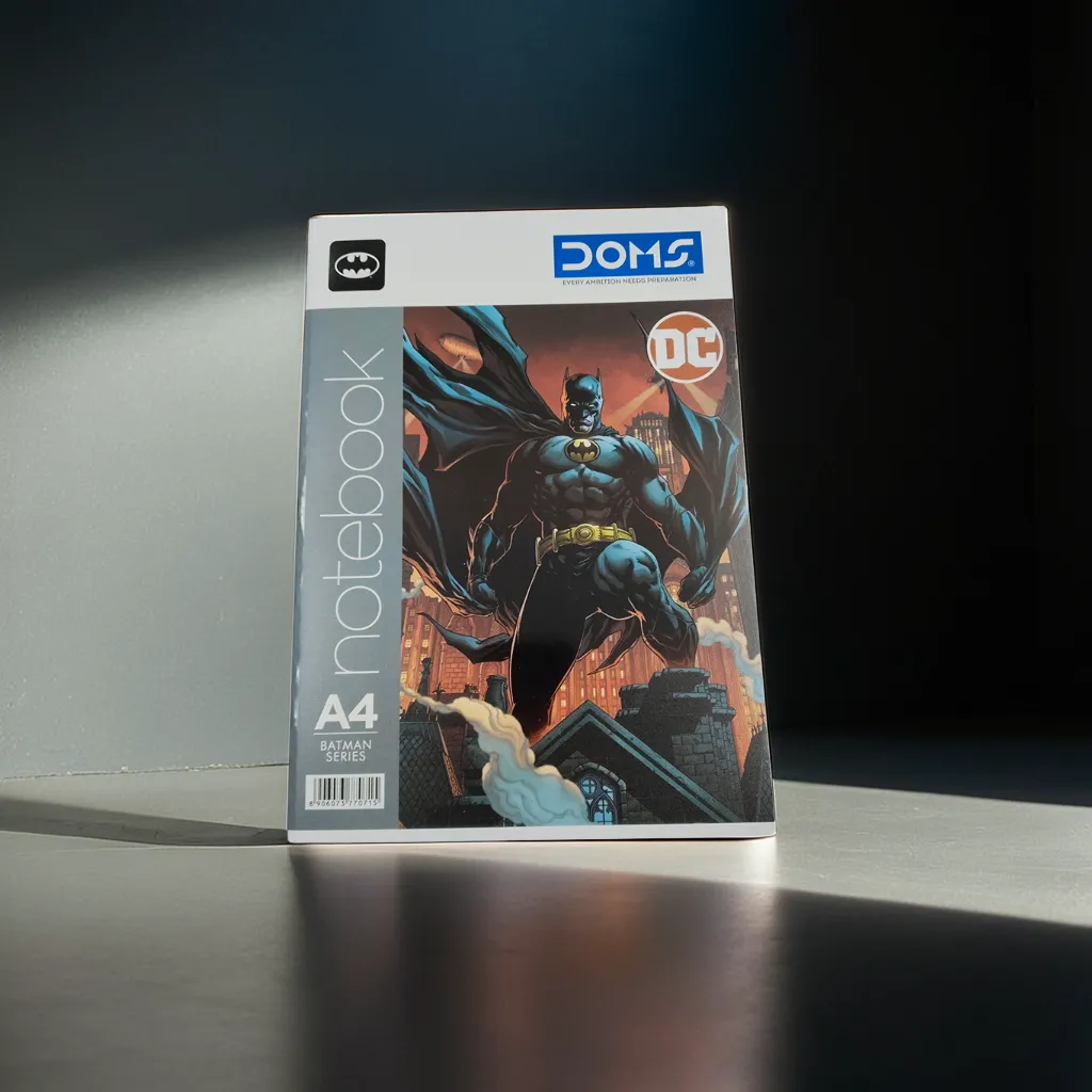 Doms Bat Man Series Notebook | A4 Size | 172 Pages | Single Line | Centre Stapled | Paper with smooth writing experience.