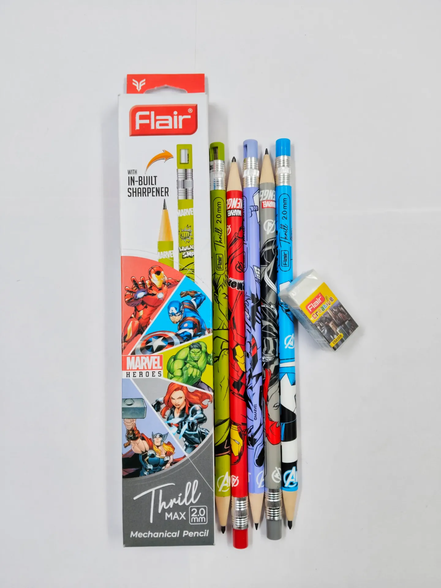 Flair 2mm Mechanical Pencil Marvel Edition |  Pack Contains 10 Mechanical pencil and 1 Eraser