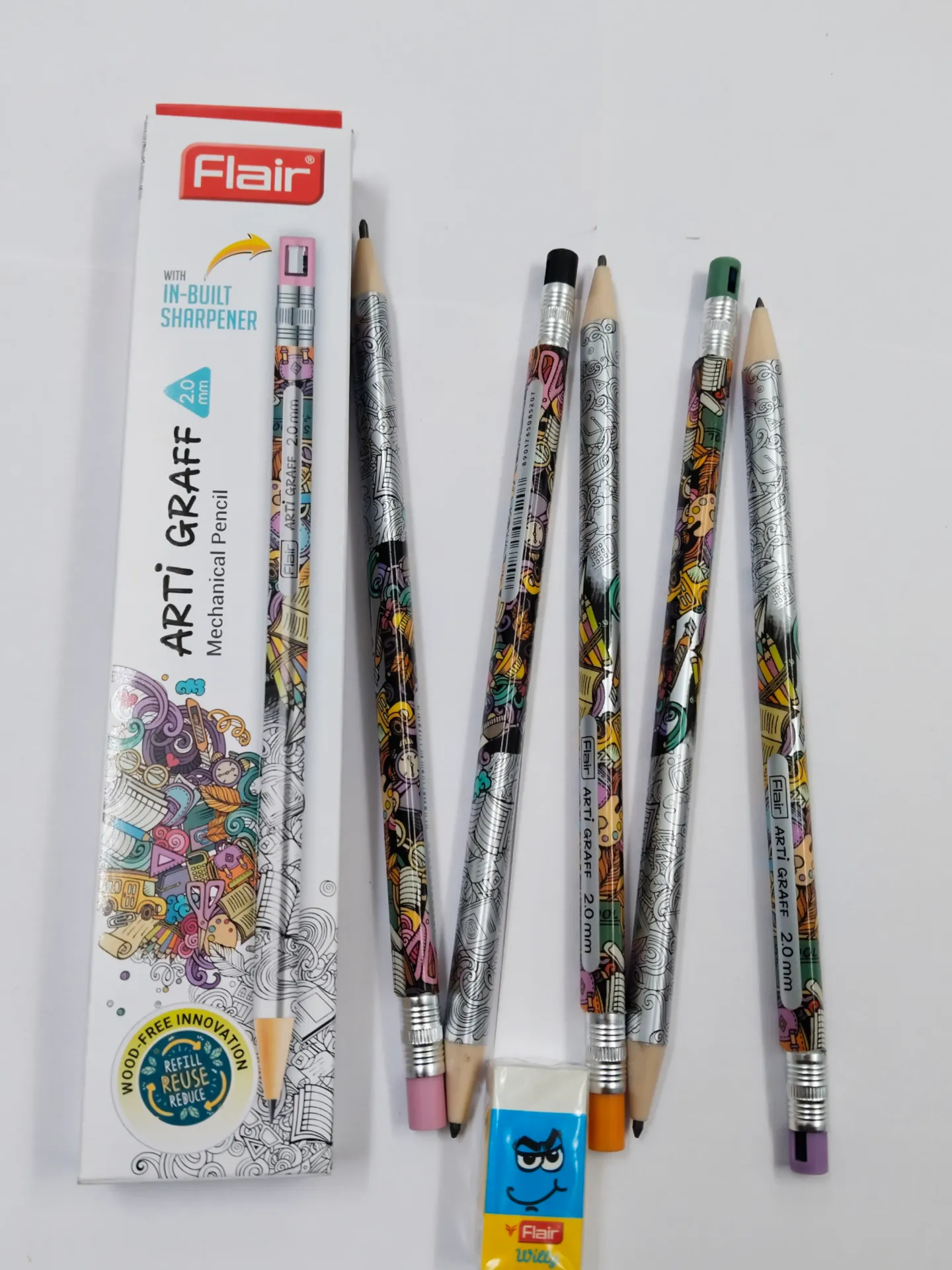 Flair 2mm Mechanical Pencil Arti Graff Edition |  Pack Contains 10 Mechanical pencil and 1 Eraser