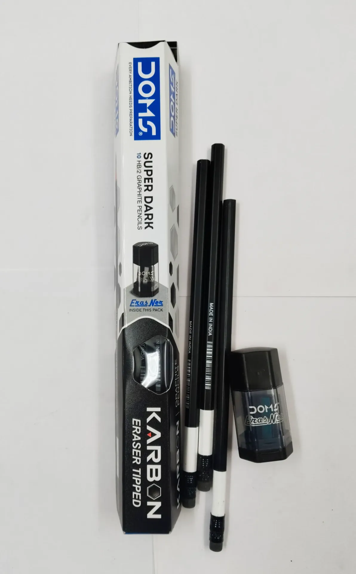 Doms Karbon Super Dark | Pack Contains 10 pencil and 1 Erasner
