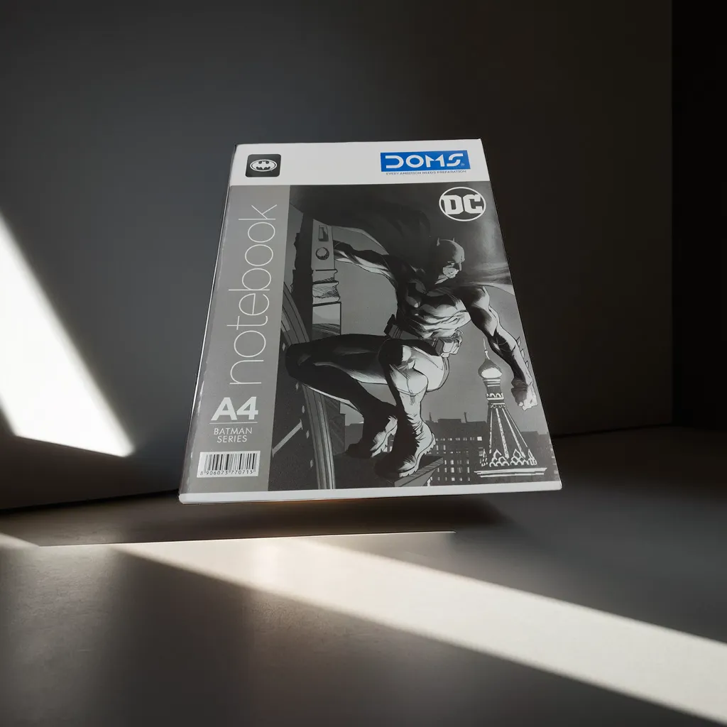 Doms Bat Man Series Notebook | A4 Size | 172 Pages | Single Line | Centre Stapled | Paper with smooth writing experience.