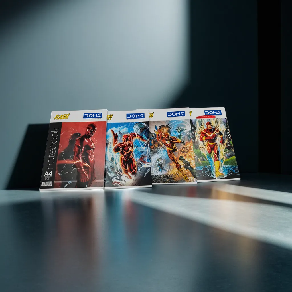 Doms Flash Series Notebook | A4 Size | 172 Pages | Single Line | Centre Stapled | Paper with smooth writing experience. Doms Register Pack of 4