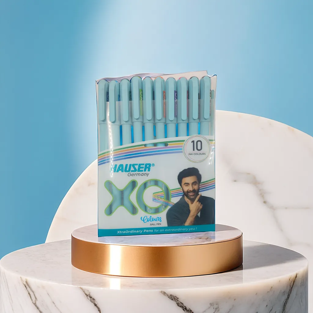 Hauser XO Multicolor Ball Pen Wallet Pack | Multi-Use Pen for Coloring, Doodling, Writing | Minimalistic Aesthetic Looks | Multicolor Ink, Set Of 10