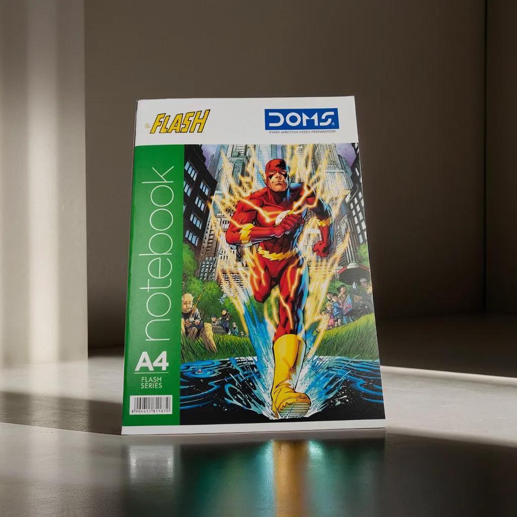Doms Flash Series Notebook | A4 Size | 172 Pages | Single Line | Centre Stapled | Paper with smooth writing experience.