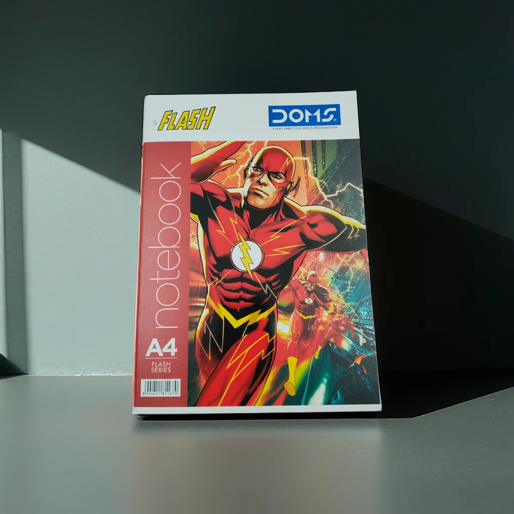 Doms Flash Series Notebook | A4 Size | 172 Pages | Single Line | Centre Stapled | Paper with smooth writing experience.