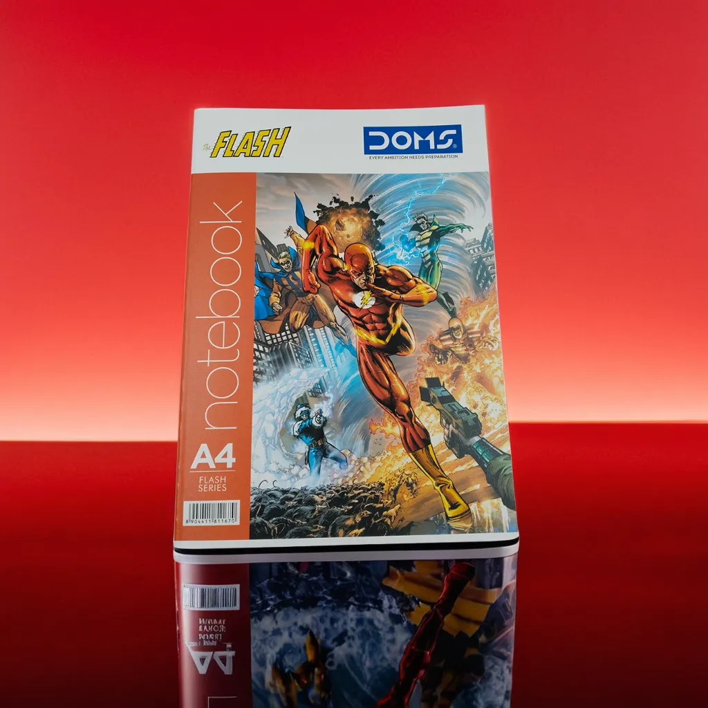 Doms Flash Series Notebook | A4 Size | 172 Pages | Single Line | Centre Stapled | Paper with smooth writing experience.