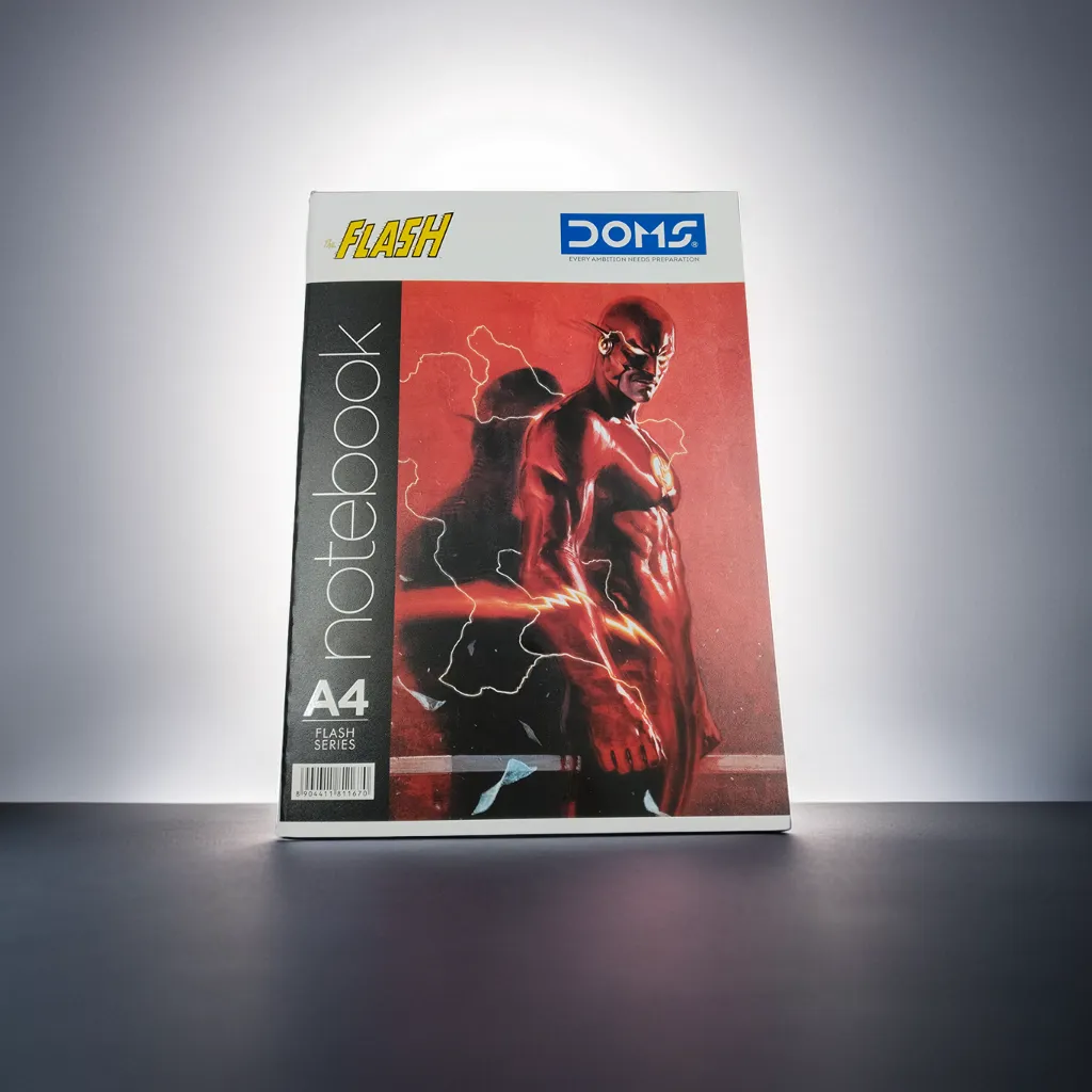 Doms Flash Series Notebook | A4 Size | 172 Pages | Single Line | Centre Stapled | Paper with smooth writing experience.