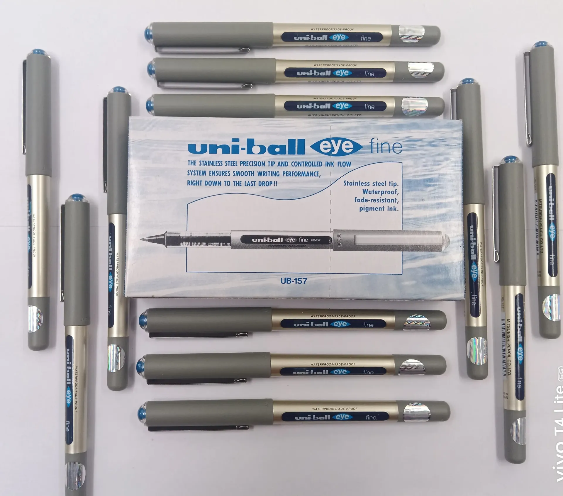 Uni Ball Eye Roller Pen UB 157, 0.7mm tip | Box Contains 12 pens Blue Colour