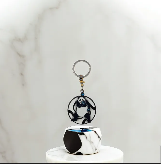 Panda Metal spinning Keychain