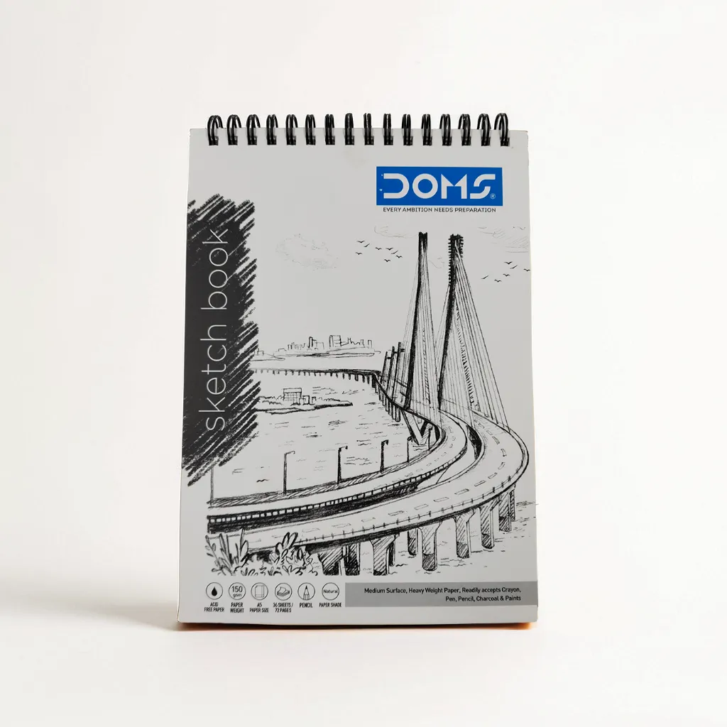 Doms Wiro Binding Notebook | Sketch Pad | Plain | 150GSM | 72 Pages | 14.8 x 21 cm (A5) | Pack of 1