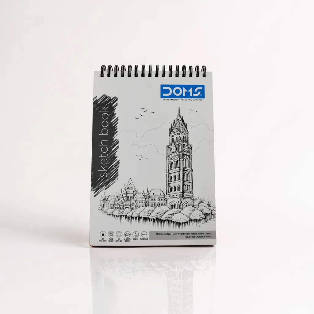 Doms Wiro Binding Notebook | Sketch Pad | Plain | 150GSM | 72 Pages | 14.8 x 21 cm (A5) | Pack of 1 |