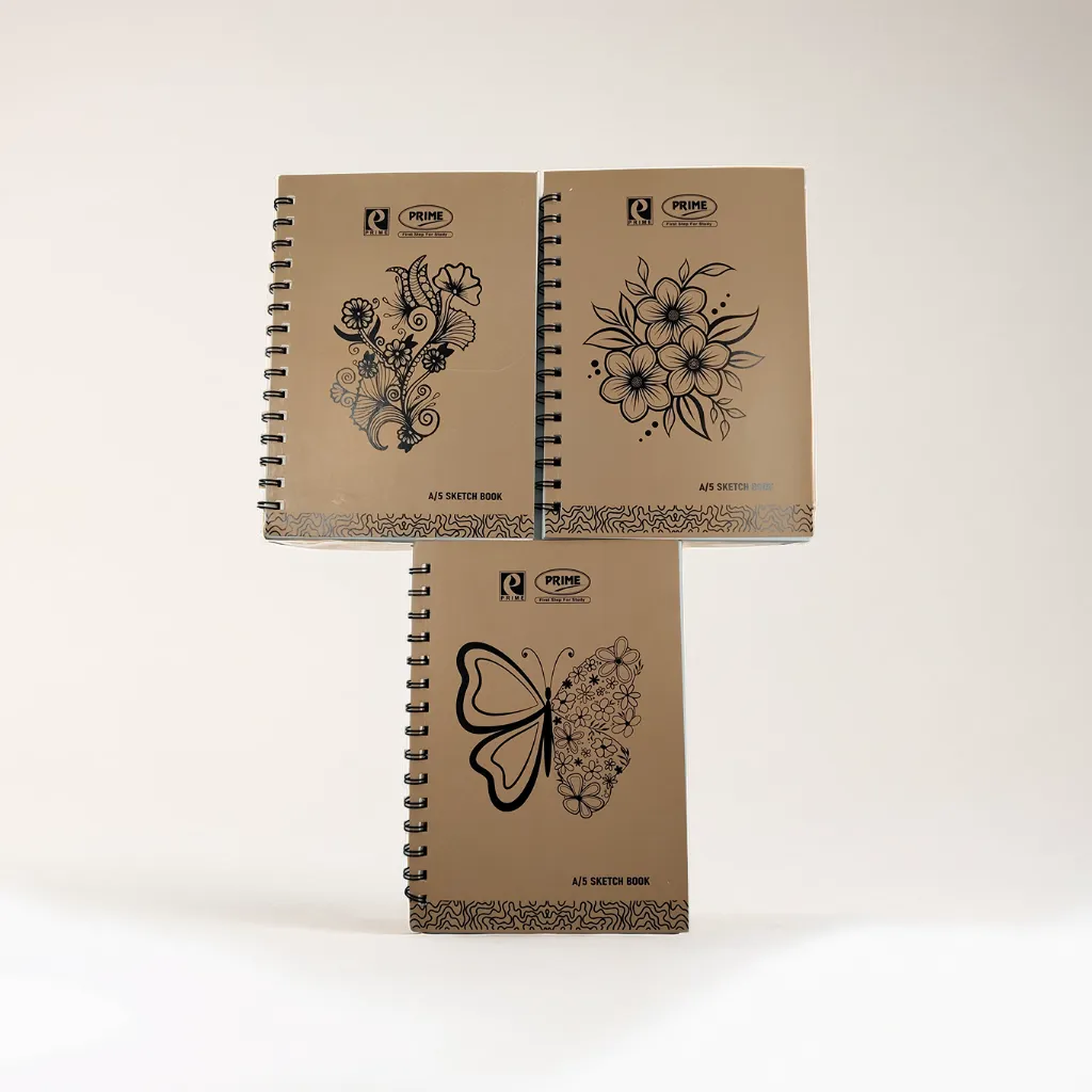 Prime Wiro Binding Notebook | Sketch book| Plain | 100 Pages | 14.8 x 21 cm (A5). Pack of 3