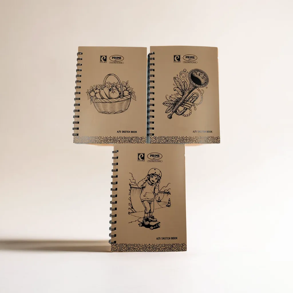 Prime Wiro Binding Notebook | Sketch book| Plain | 100 Pages | 14.8 x 21 cm (A5). Pack of 3